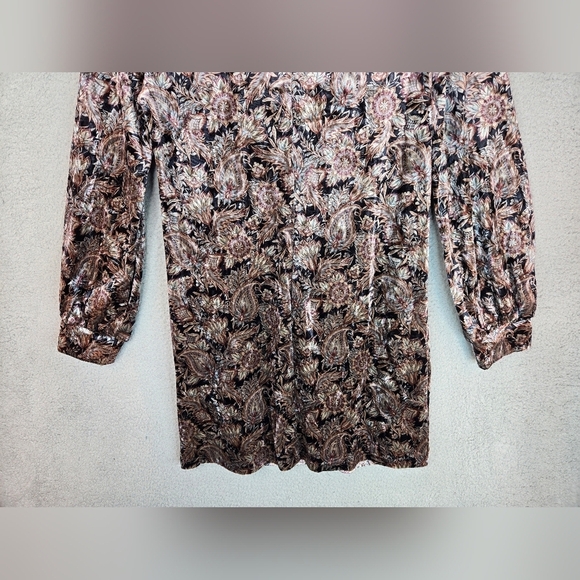 Melloday Velvet Women Mini Dress Sz S Cut Out High Neck Long Sleeves Mute Color - Picture 9 of 12